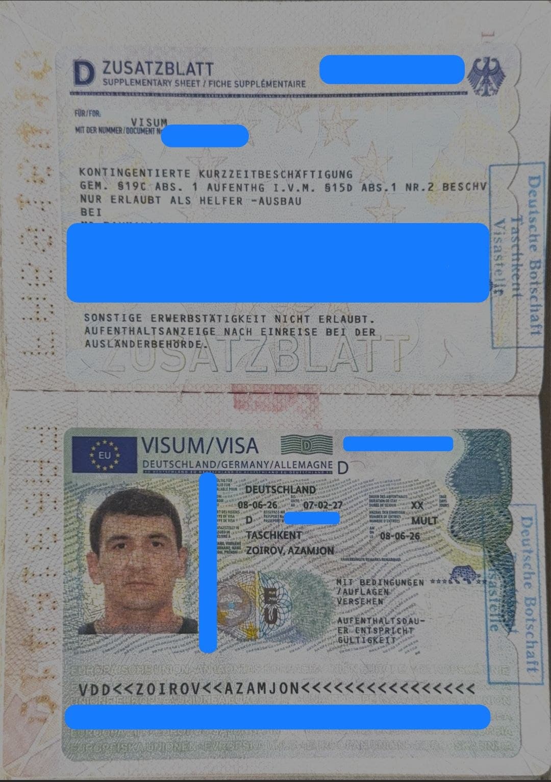 Azamjon Zoirov, Germaniya